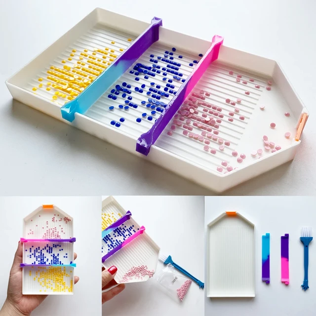 Diamond Painting Tray with Baffele and Clean Brush 3 Sections Beading  Plates Easy to Stick 3 colors diamonds at a time DIY Tools - AliExpress